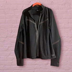 Fila Sport Black & Gray Zippered Track Jacket- Size XL